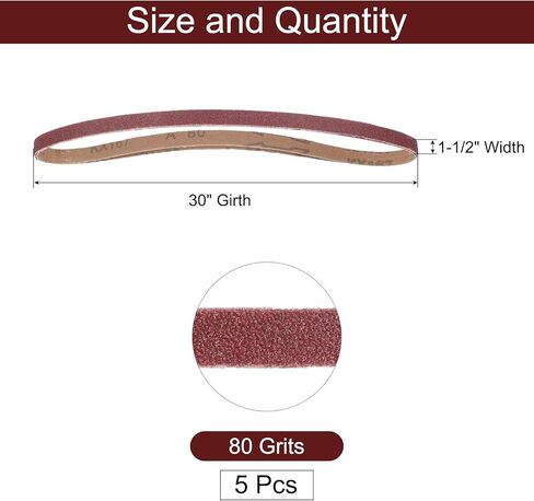 uxcell 5pcs 1-1/2" x 30" Sanding Belts 400 Grits Aluminum Oxide Abrasive Belt Sander Paper Sanding Papers for Metal Wood Grinding Polishing, Reddish Brown in Kuwait