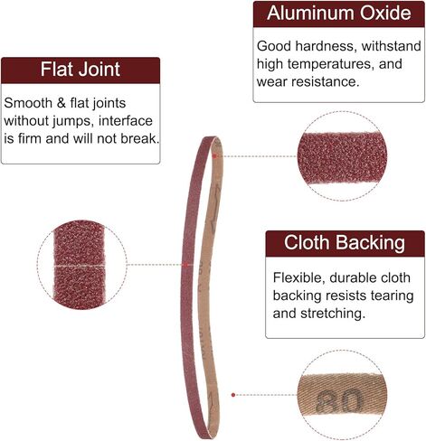 uxcell 5pcs 1-1/2" x 30" Sanding Belts 400 Grits Aluminum Oxide Abrasive Belt Sander Paper Sanding Papers for Metal Wood Grinding Polishing, Reddish Brown in Kuwait