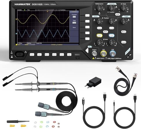 HANMATEK DOS1104 راسم الذبذبات الرقمي مع 4 قنوات وشاشة 7 بوصة / 18 سم، شاشة TFT-LCD، مجموعة راسم الذبذبات الاحترافية المحمولة مع معدل أخذ العينات 1GS/s in Kuwait