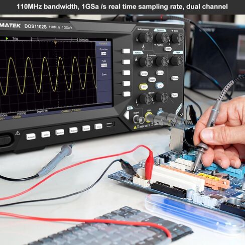 HANMATEK DOS1104 راسم الذبذبات الرقمي مع 4 قنوات وشاشة 7 بوصة / 18 سم، شاشة TFT-LCD، مجموعة راسم الذبذبات الاحترافية المحمولة مع معدل أخذ العينات 1GS/s in Kuwait