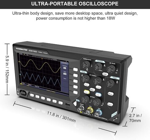 HANMATEK DOS1104 راسم الذبذبات الرقمي مع 4 قنوات وشاشة 7 بوصة / 18 سم، شاشة TFT-LCD، مجموعة راسم الذبذبات الاحترافية المحمولة مع معدل أخذ العينات 1GS/s in Kuwait