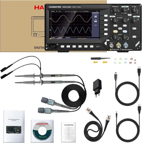 HANMATEK DOS1104 راسم الذبذبات الرقمي مع 4 قنوات وشاشة 7 بوصة / 18 سم، شاشة TFT-LCD، مجموعة راسم الذبذبات الاحترافية المحمولة مع معدل أخذ العينات 1GS/s in Kuwait