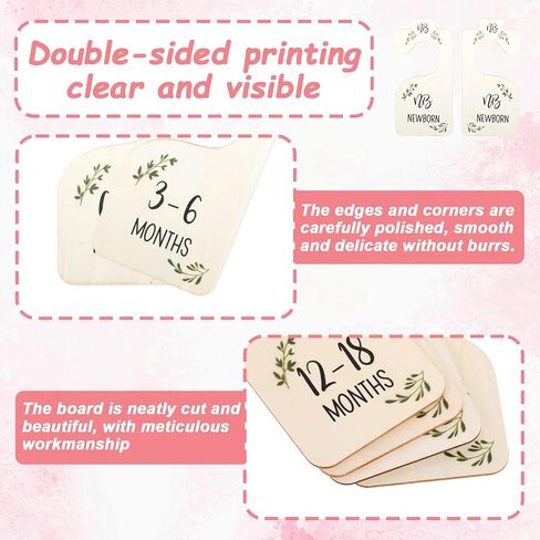 TIESOME 8 PCS Baby Closet Dividers, Wooden Double-Sided Baby Clothes Size Hanger Organizer Adorable Infant Clothes Hanger Separators Nursery Decor Hanger Dividers for Home Nursery (White) in Saudi Arabia