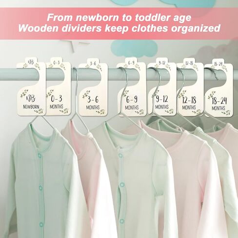 TIESOME 8 PCS Baby Closet Dividers, Wooden Double-Sided Baby Clothes Size Hanger Organizer Adorable Infant Clothes Hanger Separators Nursery Decor Hanger Dividers for Home Nursery (White) in Saudi Arabia