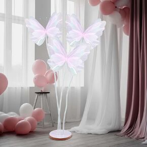 Havawish 5.2ft Wedding Giant Butterfly Huge Artificial Gauze Butterfly Decoration with Standing Base Wedding Decor for Outdoor Ceremony Church Butterfly Backdrop(Pink, Purple, White,3 Pcs)