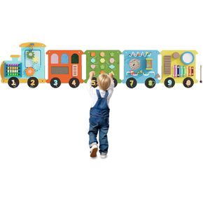 Montessori Busy Board, Sensory Board, Activity Wall Busy Board Panels, Wall Furniture,Interactive Wooden Learning Toys for Boys and Girls, Perfect for Toddler Playroom (Big Crocodile)