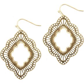 POMINA Floral Celtic Filigree Gold Dangle Drop Earring Boho Fashion Geometirc Filigree Earrings for Women