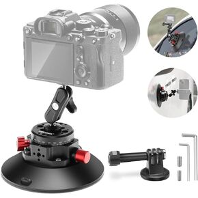 Neewer Hydraulic Boom Arm with Vacuum Suction Cup Car Mount, Quick Release NATO Rail, 360° Pan Base Compatible with Hero 13 12 DJI Pocket 3 Insta360 X4 X3 Action Camera, 18oz/500g Max Load, GA022
