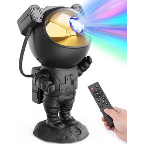 Astronaut Galaxy Projector – 7 Nebula Effects & Twinkling Green Stars, 360° Rotatable Head, Remote & Timer, Space-Themed Night Light for Kids & Adults, Room Decor Gift (White)