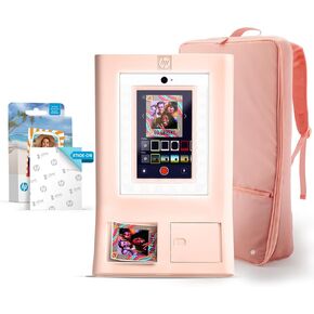 HP Sprocket Photo Booth Machine Instant Color Photo Printer (White) Starter Bundle + Zink Paper (100 Sheets) + Padded Carrying Case