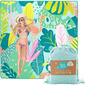 Picnic Rug - Waterproof & Sandproof Picnic Blanket for Beach, Camping & Outdoors - Machine Washable, Lightweight, Foldable & Portable - Flamingo-A-Go-Go Design (Jumbo)
