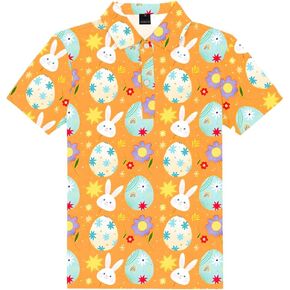 AOBUTE Kids Mardi Gras Polo Shirt Boys Fleur-De-Lis Carnival Shirts 3-14 Years