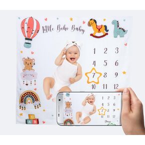 معلم معلم الطفل المعلم - شحن القطن الرقيق ، المريح من أجل التقويم والتعقب الشهري (1-12 شهر) - يشمل إطارين ، 47 × 47 بوصة - أساسيات الأطفال ، السجل والهدية in Kuwait