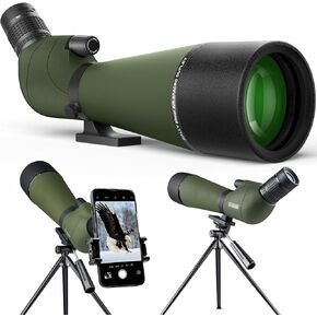 20-60x80 Spotting Scope with Tripod Phone Adapter BAK4 Monocular Telescope Green