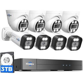 【Human Tracking+300°Pan 90°Tilt】 Hiseeu 4K PoE Security Camera System,Wired NVR Security Camera System w/8 * 5MP PoE PTZ Camera Outdoor&Indoor,2-Way Audio,Color Night Vision,7/24 Record