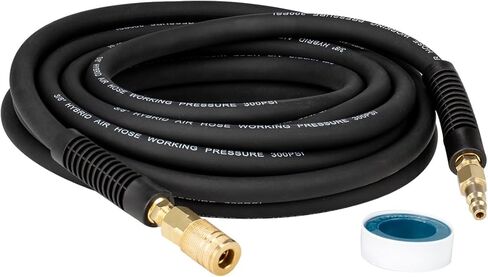 Hybrid Air Hose 3/8 In. x 100 ft, Flexible, Air Compressor Hose With 1/4" Brass Industrial Coupler, Strain Reliefs, Non-Kinking, Black in Saudi Arabia