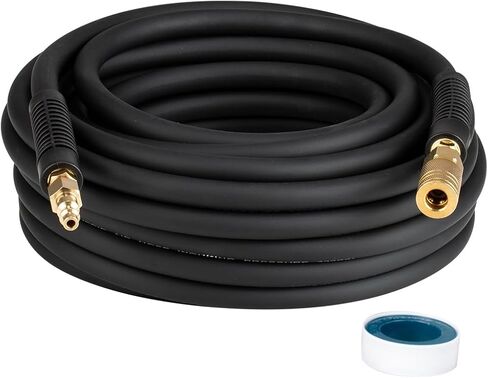 Hybrid Air Hose 3/8 In. x 100 ft, Flexible, Air Compressor Hose With 1/4" Brass Industrial Coupler, Strain Reliefs, Non-Kinking, Black in Saudi Arabia