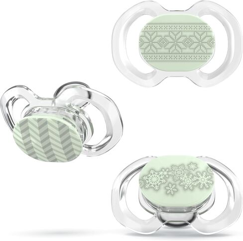 Smilo Baby Christmas Pacifier - 3 Pack of Slimline Pacifiers for Babies - 100% Silicone Newborn Pacifiers BPA Free - Glow in The Dark - Christmas Original in Saudi Arabia
