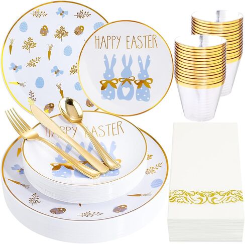 Morejoy 175PCS Thanksgiving Plastic Plates, Pink Gold Plastic Plates Disposable Include: 25 Dinner Plates, 25Dessert Plates,25 Cups,25 Forks,25 Knives,25 Spoons,25 Napkins,Perfect for Thanksgiving. in Saudi Arabia