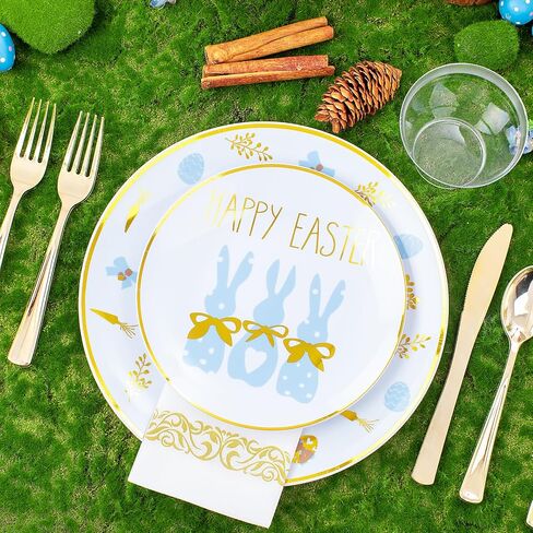 Morejoy 175PCS Thanksgiving Plastic Plates, Pink Gold Plastic Plates Disposable Include: 25 Dinner Plates, 25Dessert Plates,25 Cups,25 Forks,25 Knives,25 Spoons,25 Napkins,Perfect for Thanksgiving. in Saudi Arabia