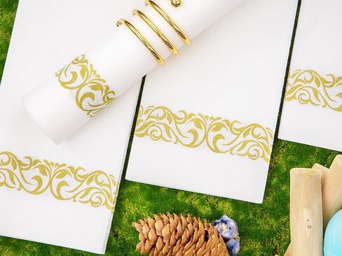 Morejoy 175PCS Thanksgiving Plastic Plates, Pink Gold Plastic Plates Disposable Include: 25 Dinner Plates, 25Dessert Plates,25 Cups,25 Forks,25 Knives,25 Spoons,25 Napkins,Perfect for Thanksgiving. in Saudi Arabia