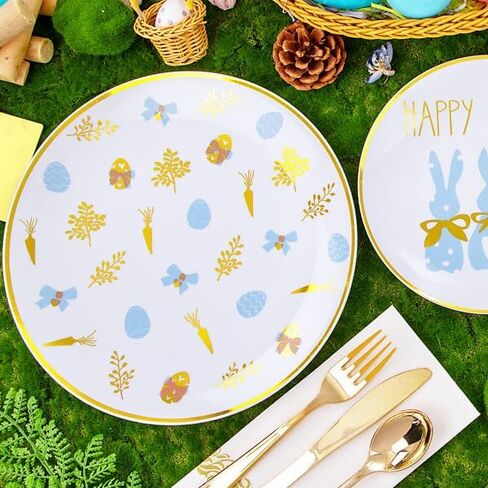 Morejoy 175PCS Thanksgiving Plastic Plates, Pink Gold Plastic Plates Disposable Include: 25 Dinner Plates, 25Dessert Plates,25 Cups,25 Forks,25 Knives,25 Spoons,25 Napkins,Perfect for Thanksgiving. in Saudi Arabia