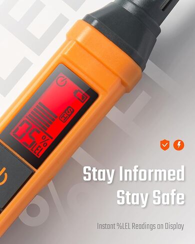 PT199 Natural Gas Leak Detector with Audible & Visual Alarm, Portable Gas Sniffer to Locate Combustible Sources Like Methane, Propane for Home(Includes Battery x2)-Orange in Saudi Arabia