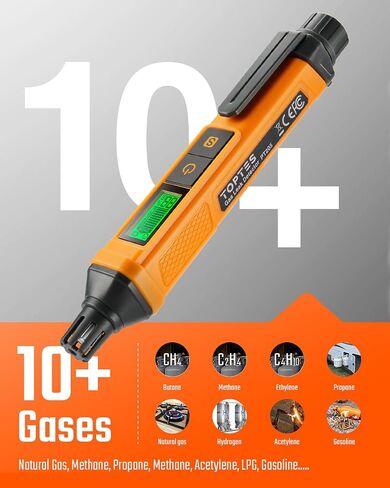 PT199 Natural Gas Leak Detector with Audible & Visual Alarm, Portable Gas Sniffer to Locate Combustible Sources Like Methane, Propane for Home(Includes Battery x2)-Orange in Saudi Arabia