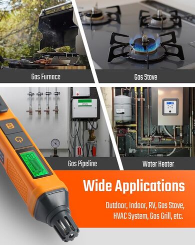 PT199 Natural Gas Leak Detector with Audible & Visual Alarm, Portable Gas Sniffer to Locate Combustible Sources Like Methane, Propane for Home(Includes Battery x2)-Orange in Saudi Arabia
