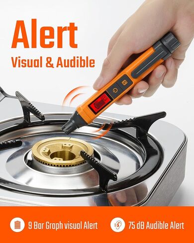 PT199 Natural Gas Leak Detector with Audible & Visual Alarm, Portable Gas Sniffer to Locate Combustible Sources Like Methane, Propane for Home(Includes Battery x2)-Orange in Saudi Arabia