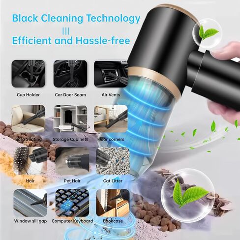 Handheld Car Vacuum Cleaner Cordless, 2-Speed High Power 15000PA Mini Hand Held Vacuum Cleaner with 8 Multi-Functional Nozzle & 2 Replaceable Filters, Portable Vacuum Cleaner for Home Office Pet Hair in Saudi Arabia