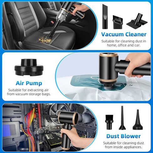 Handheld Car Vacuum Cleaner Cordless, 2-Speed High Power 15000PA Mini Hand Held Vacuum Cleaner with 8 Multi-Functional Nozzle & 2 Replaceable Filters, Portable Vacuum Cleaner for Home Office Pet Hair in Saudi Arabia