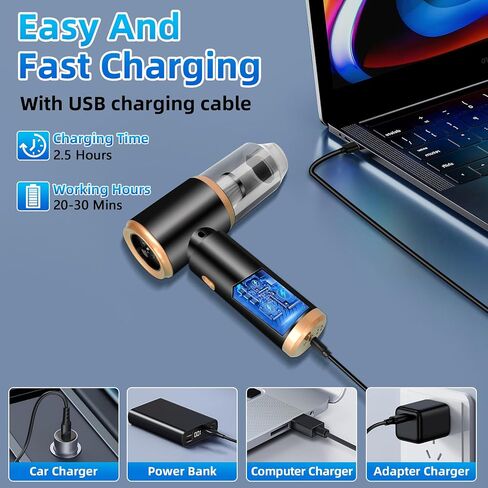 Handheld Car Vacuum Cleaner Cordless, 2-Speed High Power 15000PA Mini Hand Held Vacuum Cleaner with 8 Multi-Functional Nozzle & 2 Replaceable Filters, Portable Vacuum Cleaner for Home Office Pet Hair in Saudi Arabia