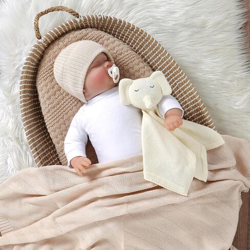 Elephant Security Blanket for Babies Soft Loveys Baby Newborn Essentials Gifts for Toddler and Infant Beige in Saudi Arabia