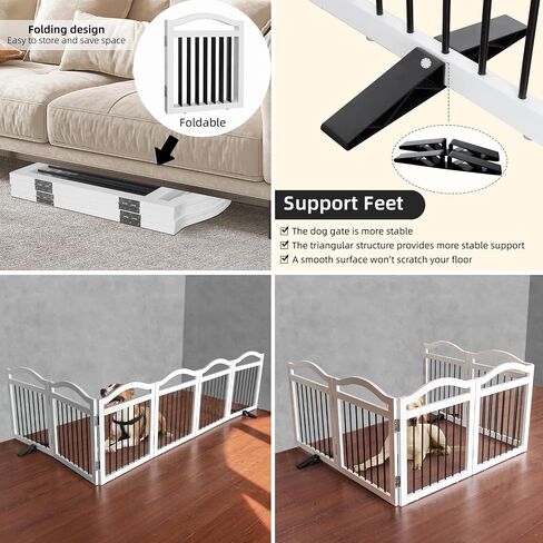 Freestanding Pet Gate Indoor Wooden Dog Gates for Doorways White Foldable Dog Fence for Stairs Puppy Gate for The House,Support Feet Included,Cedar,24" Height-3 Panels in Saudi Arabia