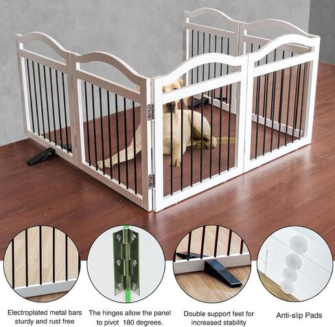 Freestanding Pet Gate Indoor Wooden Dog Gates for Doorways White Foldable Dog Fence for Stairs Puppy Gate for The House,Support Feet Included,Cedar,24" Height-3 Panels in Saudi Arabia