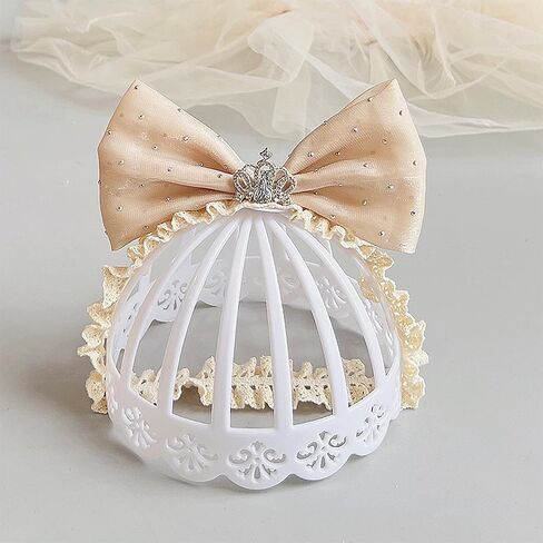 Lace Crown Hair Bow for Baby Girls Soft Tulle Elastic Headband Baby Shower Birthday Party Crown Hair Accessories for Newborn Infant Toddlers (Pink B, Adjustable) in Saudi Arabia