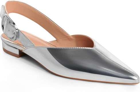 Burgundy Slingback Flat Shoes for Women Casual Comfortable Shoes Pointed Toe Adjustable Buckle Flat Mule Sandals in Kuwait