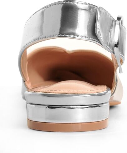 Burgundy Slingback Flat Shoes for Women Casual Comfortable Shoes Pointed Toe Adjustable Buckle Flat Mule Sandals in Kuwait