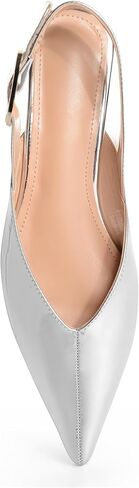 Burgundy Slingback Flat Shoes for Women Casual Comfortable Shoes Pointed Toe Adjustable Buckle Flat Mule Sandals in Kuwait