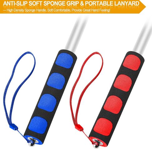 1.6M Telescopic Handheld Flagpoles with Clips, 5 Feet Thick Portable Stainless Steel Telescopic Banner Flag Pole - Tour Guide Flag Pole - Teaching Pointer Stick - 2 Pack (5 Ft, Red+Blue) in Saudi Arabia