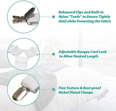 Bed Sheet Holder Straps Fitted Sheet Keepers Bedsheet Holders Fasteners - Elastic Adjustable Bedsheet Holders for a Wrinkle Bed Sheet in Saudi Arabia