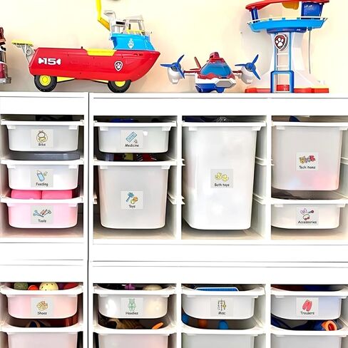 ألعاب ملصقات شارات لملصقات تنظيم Toy Storage Bin ، ملصقات تخزين ألعاب ، ملصقات قابلة للإزالة ، ملصقات ألعاب ملونة لصناديق الحاويات المنظمة ، الحضانة. in Saudi Arabia