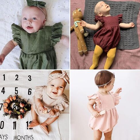 Simplee kids Baby Girls Handmade Solid Color Romper for Spring Newborn Infant Baby Outfit Jumpsuit Bodysuit in Saudi Arabia