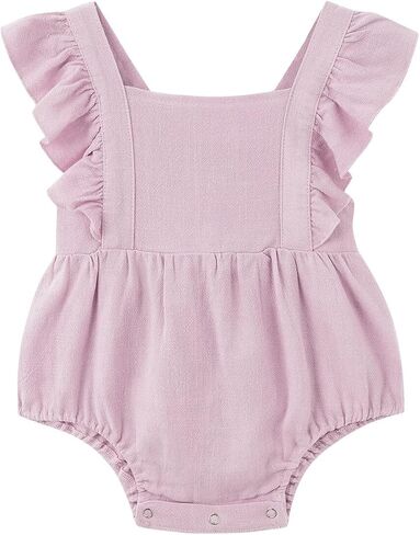Simplee kids Baby Girls Handmade Solid Color Romper for Spring Newborn Infant Baby Outfit Jumpsuit Bodysuit in Saudi Arabia