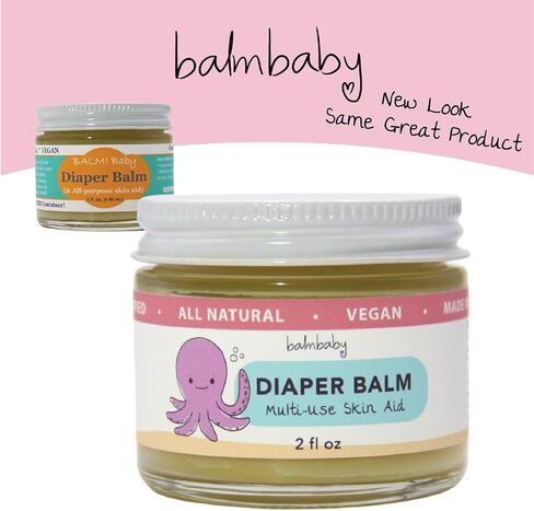 Diaper Balm - Organic Diaper Rash Cream – Cloth Diaper Rash Cream Balm | Multipurpose Skin Aid | Natural – Vegan - Herbal | Rash Ointment for Infants Kids | Plastic Free | Made in USA in Saudi Arabia
