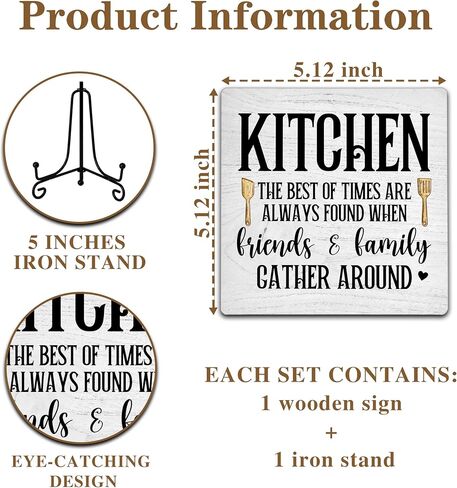 Kitchen Decor, Kitchen Are Made for Family Together, Funny Kitchen Desk Decor with Iron Stand, Wood Plaque Desk Decorative Sign for Dining Room Decor-E03 in Saudi Arabia