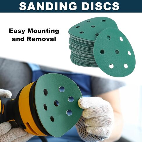 Car Sanding Discs 3.5inch 7 Hole 80/120/150/180/220 Grit Abrasion Resistance | Round Hook and Loop Sandpaper Green 50 Pcs in Saudi Arabia