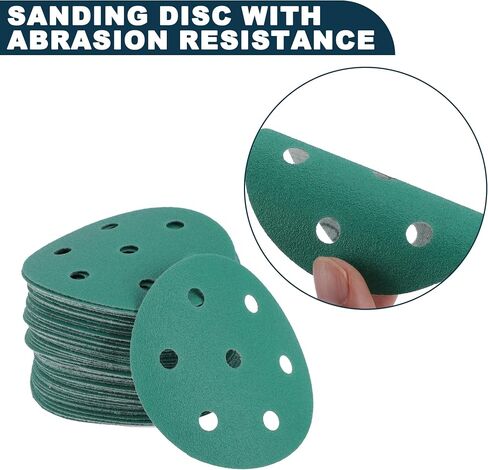 Car Sanding Discs 3.5inch 7 Hole 80/120/150/180/220 Grit Abrasion Resistance | Round Hook and Loop Sandpaper Green 50 Pcs in Saudi Arabia