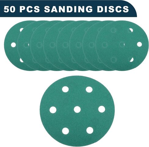 Car Sanding Discs 3.5inch 7 Hole 80/120/150/180/220 Grit Abrasion Resistance | Round Hook and Loop Sandpaper Green 50 Pcs in Saudi Arabia